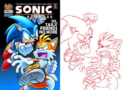 Sonic Issue 178 Cover Sonic vs Tails by sonadow48934 on deviantART