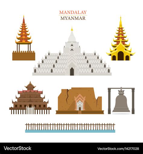 Mandalay myanmar architecture building landmarks Vector Image