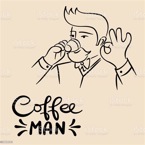 Coffee Man Vector Logo Illustration Cartoon Style Stock Illustration ...