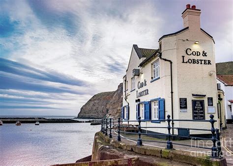 Cod and Lobster Pub in Staithes, North Yorkshire Greeting Card by Martin Williams