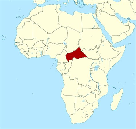 Detallado mapa de ubicación de República Centroafricana en África | República Centroafricana ...