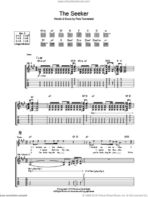 The Seeker sheet music for guitar (tablature) (PDF)