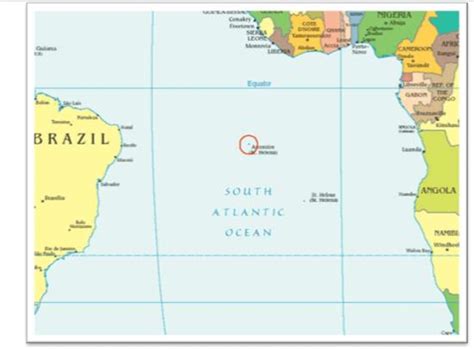 Map showing the location of Ascension Island in the South Atlantic ...