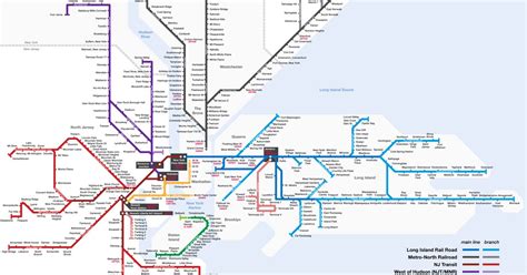 Map of NYC commuter rail: stations & lines