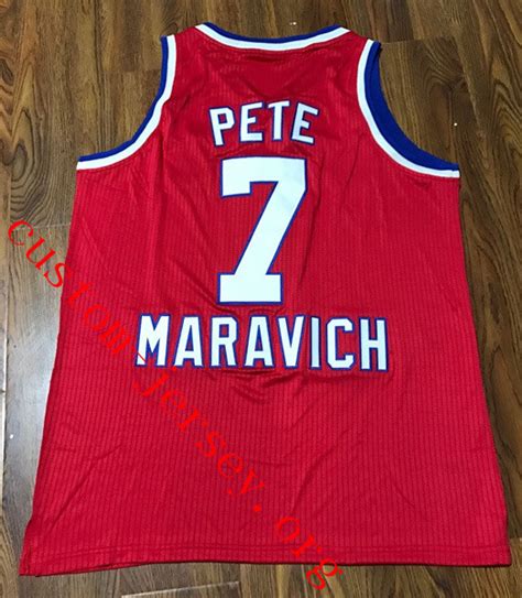 #7 pete maravich schick nba legends jersey red | Custom Jersey - Cheap Customized stitched ...