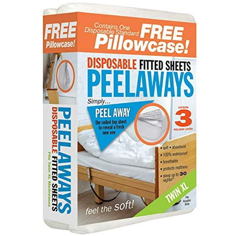 PEELAWAYS Disposable Bed Sheets Fitted for Beds | 3-Layer with Pillowcase, Absorbent ...