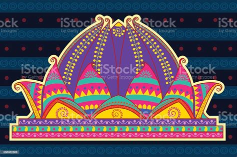 Lotus Temple In Indian Art Style Stock Illustration - Download Image Now - Architecture, Arts ...