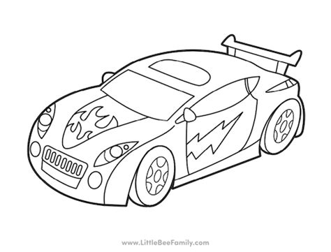 Sports Car Coloring Page - Little Bee Family