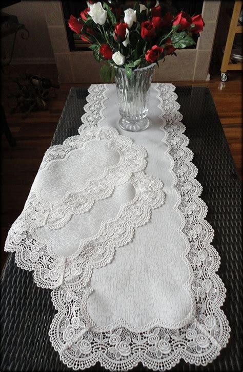 Dresser Scarf ROYAL ROSE European Lace White Table Runner 54 Inch PLUS – Galleria di Giovanni