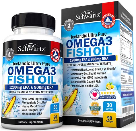 Buy Omega 3 Fish Oil Supplement - 1200mg EPA and 900mg DHA ty Per Serving from Wild Caught Fish ...