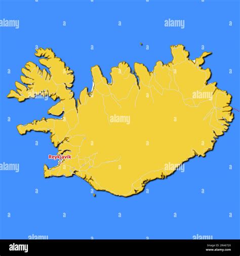 Mapa de Islandia con carreteras principales y autopistas Fotografía de ...