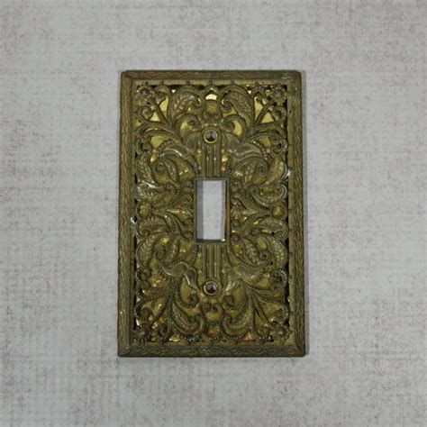 Decorative Light Switch Cover Plate Aged Brass Patina Cast