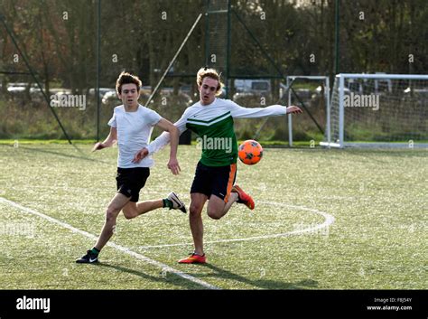 University sport UK - men`s football match Stock Photo - Alamy