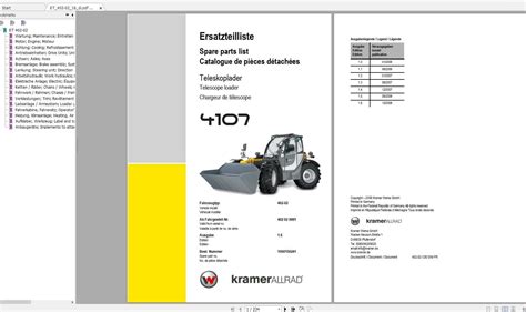 Kramer Telehandler Loader 4m-9m Spare Parts Catalog CD | Auto Repair ...