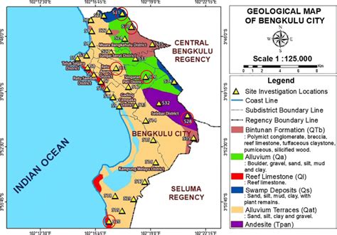 The geological map of Bengkulu City (Natural Disaster Agency of ...