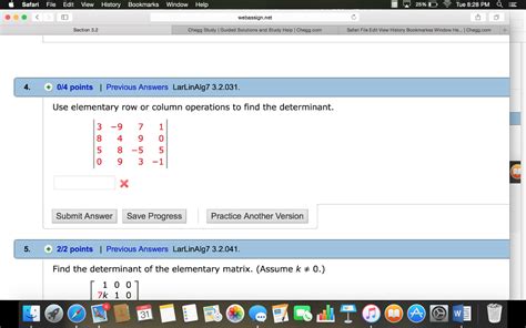 Solved Use elementary row or column operations to find the | Chegg.com