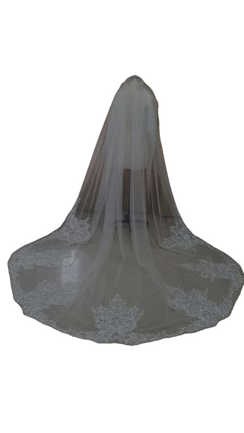 Cathedral Wedding Veil One Layer Champagne White Ivory Lace Bridal Vei – TulleLux Bridal Crowns ...