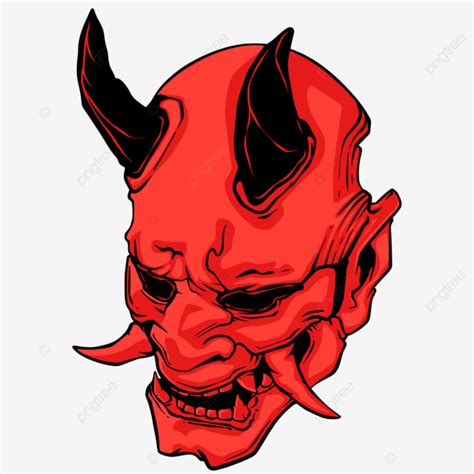 Oni Mask Vector Illustration Skull Devil, Oni Mask, Skull Devil, Mascot Devil PNG and Vector ...