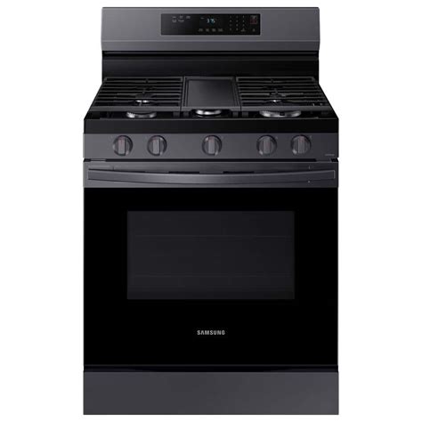 Samsung 6.0 cu. ft. Smart Freestanding Gas Range with 18K BTU Dual Power Burner in Black ...