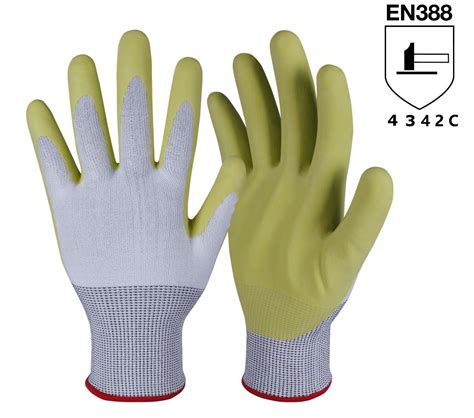 ANSI cut level A3 15G HPPE Polyurethane coated cut resistant safety work grip Gloves