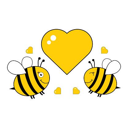 Cute Male And Female Bee Love With Heart Stock Illustration - Download Image Now - iStock