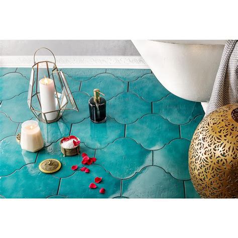 Ivy Hill Tile Appaloosa Arabesque Carribean Blue 8 in. x 10 in ...