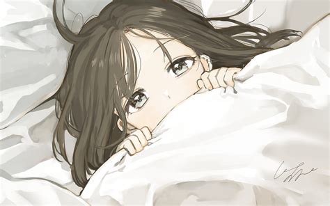 Anime Girl, Sleepy, Blanket, Brown Hair, Cute, Lazy for MacBook Pro 15 inch HD wallpaper | Pxfuel