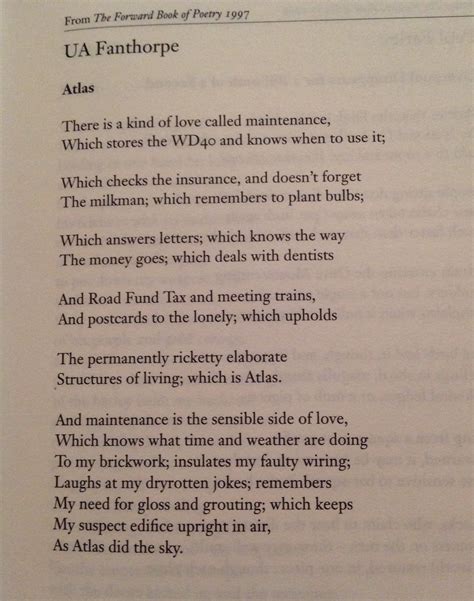 U.A. Fanthorpe, "Atlas" | Love poems, Words, Wedding readings