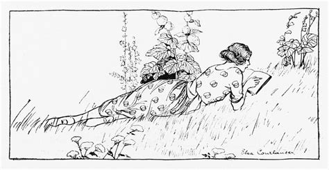 A Girl Lying On The Grass Reading Drawing by Mary Evans Picture Library - Fine Art America