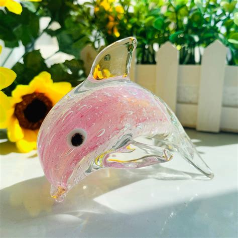 Hand Blown Glass Dolphin Figurines Luminous Fish Statue Clear | Etsy