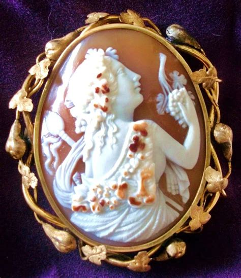 Victorian Multi-colored Shell Cameo of ARIADNE. She was the wife of the wine-god Dionysos ...