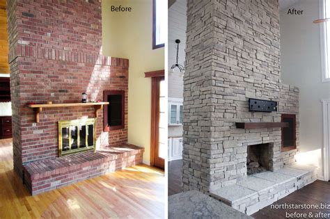 Brick Veneer Fireplace Ideas - Brick Fireplace Gets Stone Veneer ...