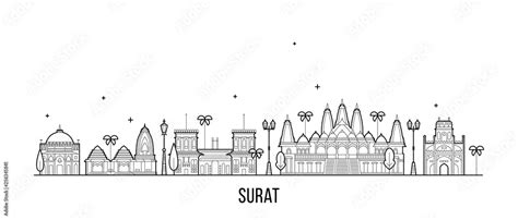 Surat skyline Gujarat India city buildings vector Stock Vector | Adobe ...