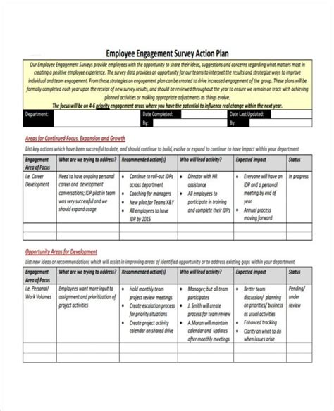 Employee Action Plan Template Word