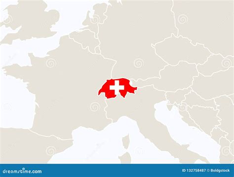 Europe with Highlighted Switzerland Map Stock Vector - Illustration of ...