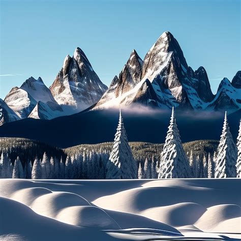 Premium Photo | Stunning snow mountain landscape