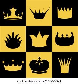 Crown Emoji Set Golden Black Color Stock Vector (Royalty Free ...