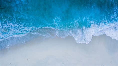 Download 1920x1080 wallpaper beach, sea shore, blue water, sea waves, aerial view, full hd, hdtv ...