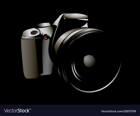 Camera logo white on a black background Royalty Free Vector