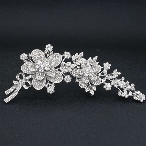 Fashion Bouquet Wedding Flower Brooches Rhinestone Crystals Large Flower Brooch Pin for Women ...