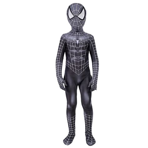 Children Lycra Spandex Black Spiderman Costume Kids Child Venom Spider Man Cosplay Zentai Suit ...