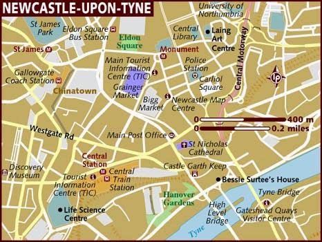 Newcastle Upon Tyne, UK Map | Newcastle, Newcastle map, Map