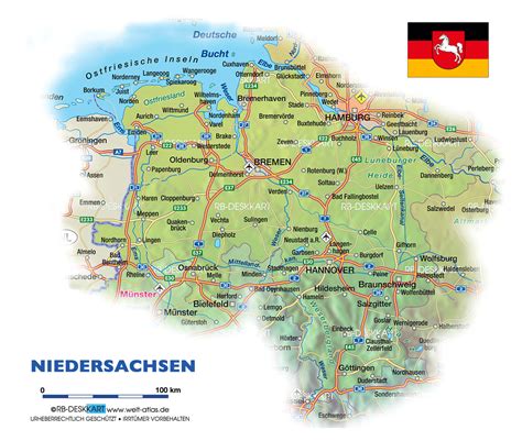 Karte von Niedersachsen (Bundesland / Provinz in Deutschland) | Welt ...