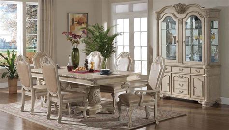 Veronica Dining Set in Antique Style White | Traditional dining room sets, Wood dining room set ...