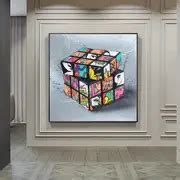 Abstract Style Geometry Magic Cube Posters Canvas Painting Cartoon Mural Wall Art Bedroom Decor ...