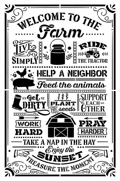 Welcome to the Farm Stencil by Studior12 Select Size USA Made Craft DIY Farmhouse Country Home ...