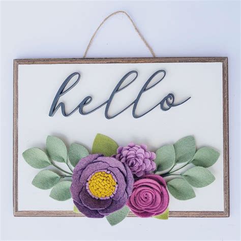 Hello sign | Felt flowers, Felt crafts, Dollar tree diy crafts