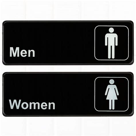 Buy Tezzorio (Set of 2) Restroom Signs, Men's and Women's Restroom Signs - Black and White, 9 x ...