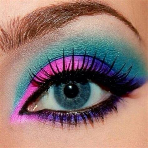 1980's Look, Hot Pink/Purple/Turquoise "Blocked" Eyeshadow, Black ...