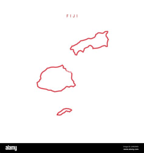 Fiji outline map. Fijian red border. Country name. illustration Stock ...